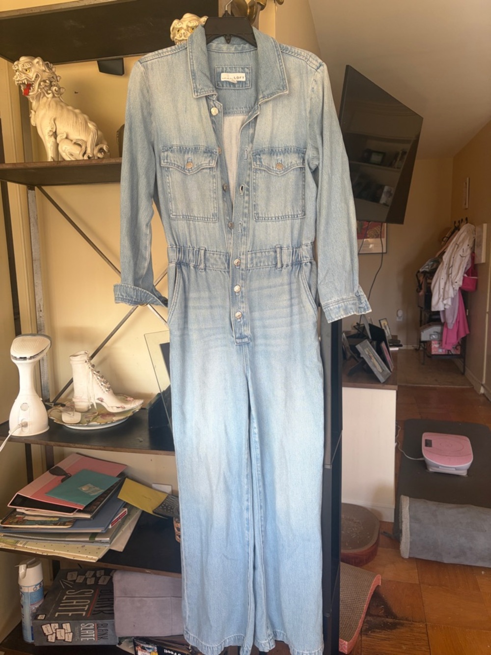 LOFT Light Wash Denim Jumpsuit
